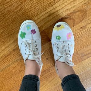 time and tru shoe colored on flowers